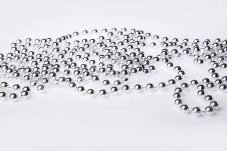 silver beads, christmas, new year and holiday decoration conceptの写真素材