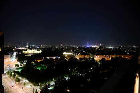 The night skyline of vienna with view in direction of the prater.の写真素材