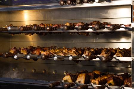 Preparation of spit meat in roastの写真素材
