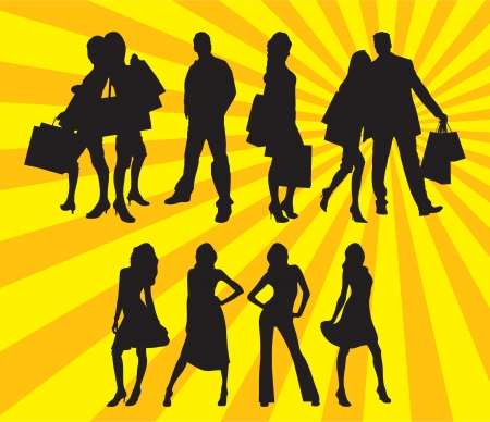 people silhouettesのイラスト素材