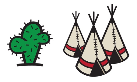 cactus and tentのイラスト素材
