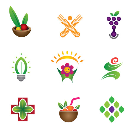 Unique food   health symbol set logo templateのイラスト素材