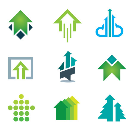 Green success business icons set in motivation and economy finance and bankingのイラスト素材