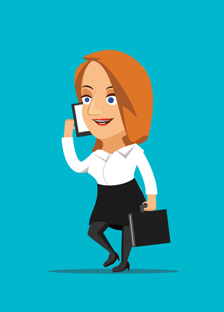 Businesswoman talking on smartphone and making a deal vector illustrationのイラスト素材