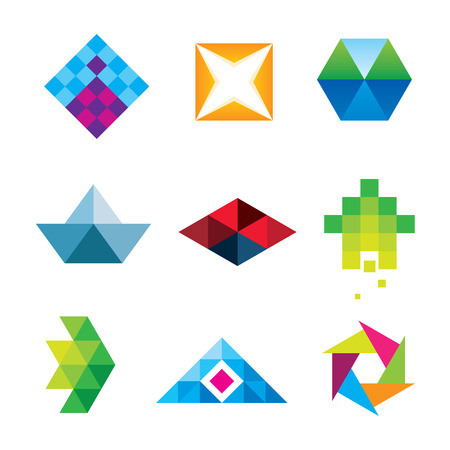 Beautiful geometric polygon art design arrow new dimension set iconのイラスト素材