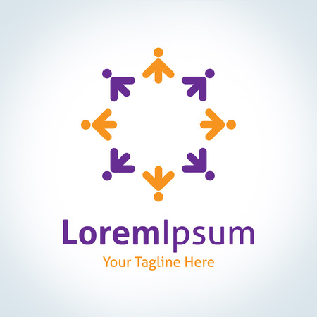 Human partnership progress arrow spread direction vector logo iconのイラスト素材