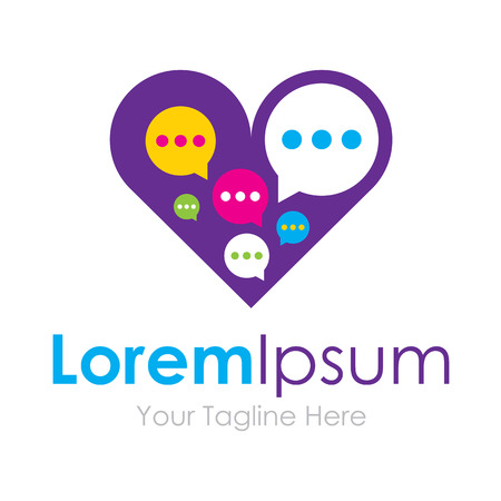 Graphic chat bubble love heart logo iconのイラスト素材