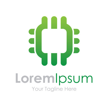 Green chip integrate technology element icons businessのイラスト素材