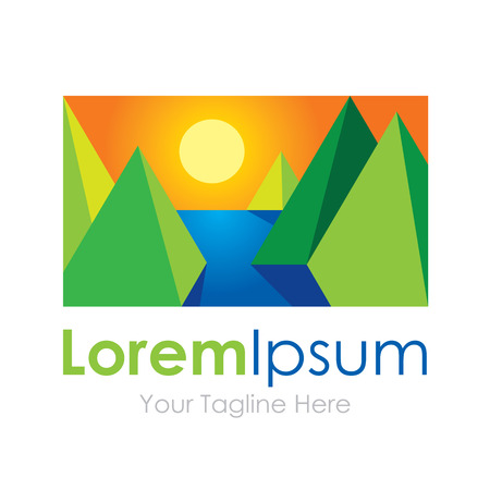 3D beautiful landscape sunrise in nature element icon for businessのイラスト素材