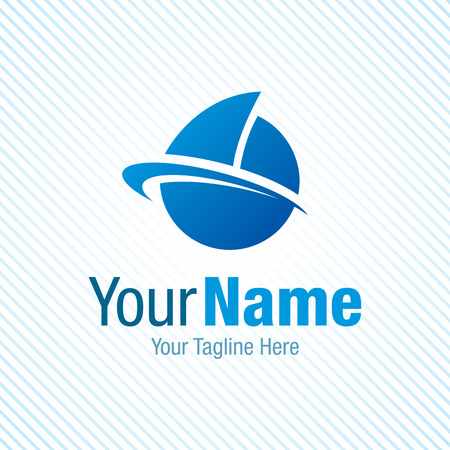 Sail the world blue boat symbol graphic design iconのイラスト素材
