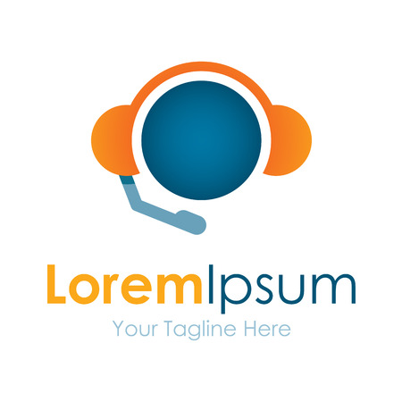 Man with headphones and microphone simple business icon logoのイラスト素材