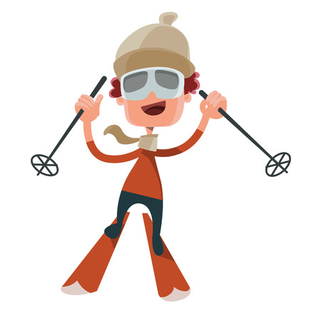 Going skiing in winter vector illustration cartoon characterのイラスト素材