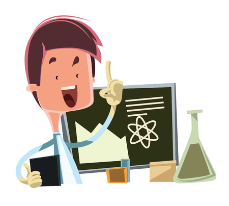 Scientist teaching the science vector illustration cartoon characterのイラスト素材