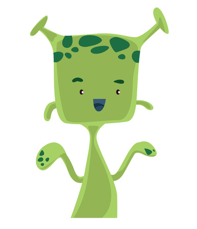 Green alien with antennas vector illustration cartoon characterのイラスト素材