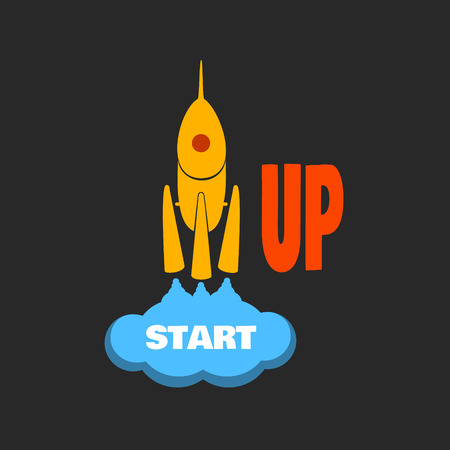 The rocket flies straight up. Startup icon flat design. Vector illustrationのイラスト素材