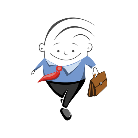 Icon of businessman walking to conference in red tie.のイラスト素材