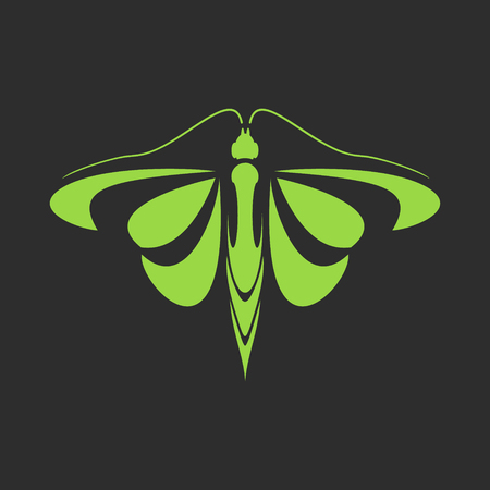 Sign of a green butterfly on a black backgroundのイラスト素材