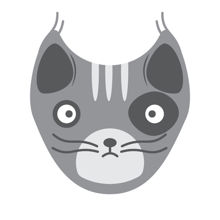 The muzzle of a pet. Head of a gray cat on a white background. Vector illustration in flat styleのイラスト素材