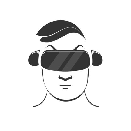 Man icon in virtual reality helmet and headsetのイラスト素材