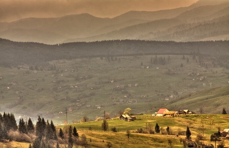 Ukrainian village in the high mountains