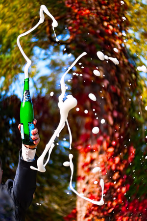 Festive champagne at a weddingの写真素材