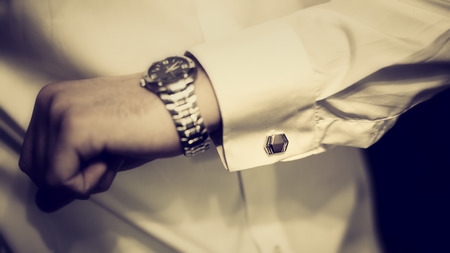 Cufflinks on a shirt Groom, vintage