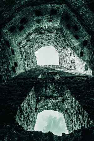 Inside an old medieval tower, horrorの写真素材