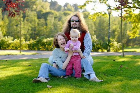 Young family enjoying their time in a park