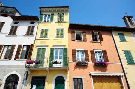 Colorful houses in Italian townの写真素材