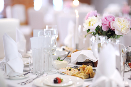 Table set for an event party or wedding receptionの写真素材