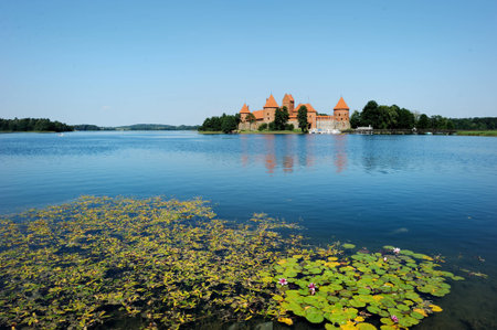 Panorama of Trakai castle in Lithuaniaのeditorial素材