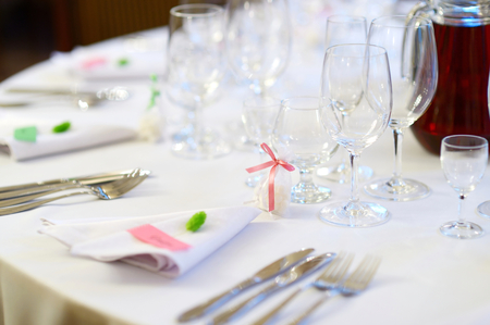 Table set for an event party or wedding receptionの写真素材