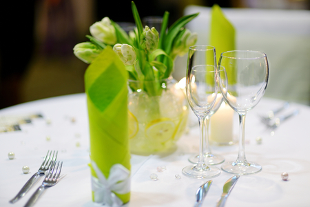 Table setting for an event party or wedding receptionの写真素材