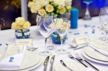 Table setting for an event party or wedding receptionの写真素材