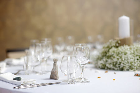 Table set for an event party or wedding receptionの写真素材