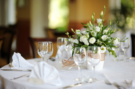 Table set for an event party or wedding receptionの写真素材