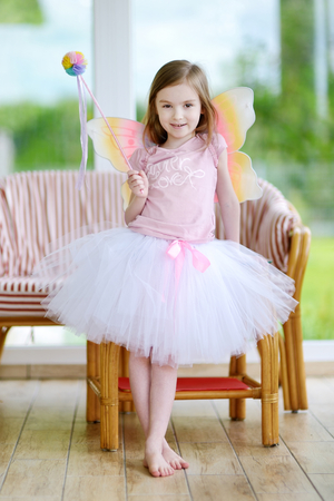 Little girl dressed as fairy on her birthdayの写真素材