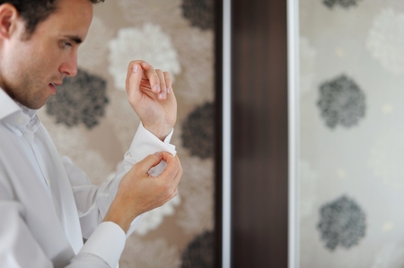 Groom getting ready for his big dayの写真素材