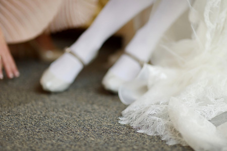 Beautiful wedding dress decoration close upの写真素材