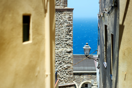 Beautiful lantern in a typical italian townの写真素材