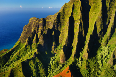 Beautiful aerial view of spectacular Na Pali coast, Kauai, Hawaiiの写真素材