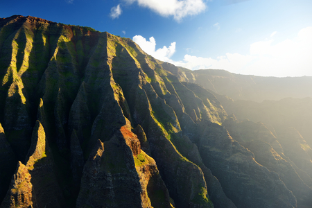 Beautiful aerial view of spectacular Na Pali coast, Kauai, Hawaiiの写真素材