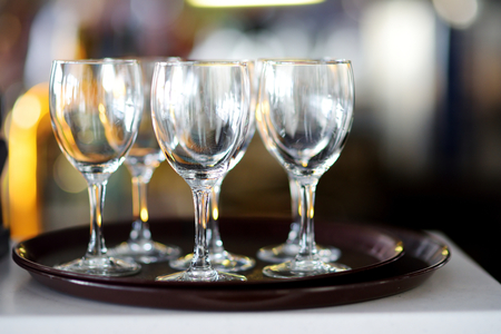 Lots of wine glasses during some festive eventの写真素材