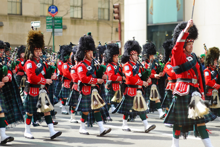 NEW YORK, USA - MARCH 17, 2015: The annual St. Patrick's Day Parade along fifth Avenue in New York...