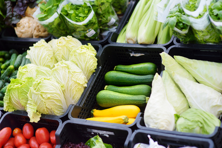 Fresh and organic vegetables at farmers marketの写真素材