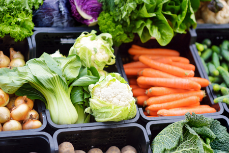 Fresh and organic vegetables at farmers marketの写真素材