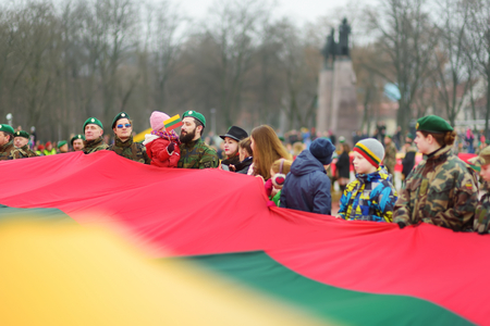 VILNIUS, LITHUANIA - MARCH 11, 2017: Thousands of people taking part in a festive events as Lithuania marked the 27th anniversary of its independence restoration.のeditorial素材