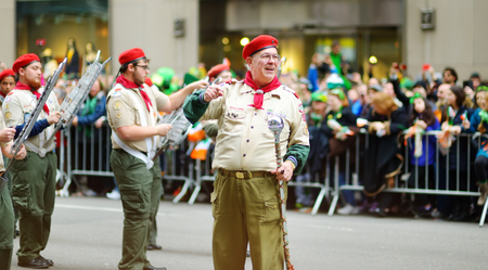 NEW YORK - MARCH 17, 2015: The annual St. Patrick's Day Parade along fifth Avenue in New York City,...