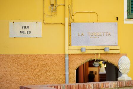 MANAROLA, ITALY - NOVEMBER 18, 2018: Beautiful details on the streets of Manarola, one of the five...