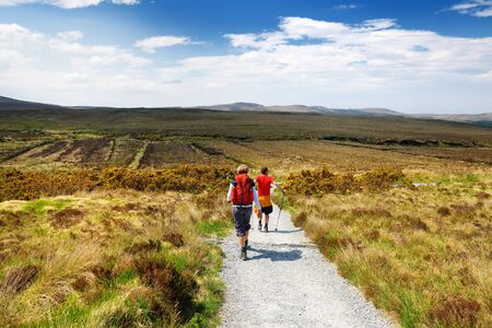 Beautiful view of Connemara National Park, famous for bogs and heaths, watched over by its cone-shaped mountain, Diamond Hill, County Galway, Irelandの写真素材
